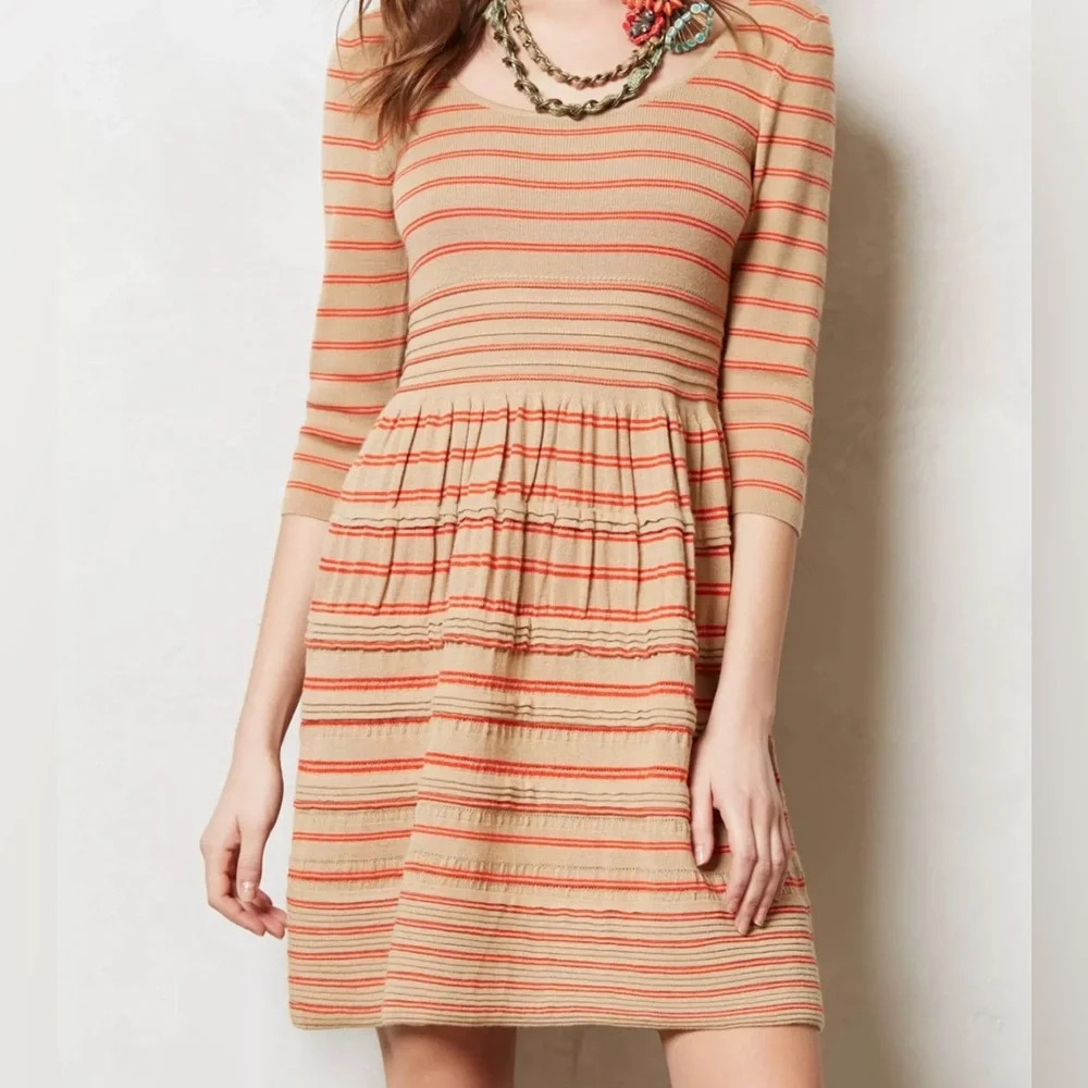 KNITTED & KNOTTED Anthro S Elodie Sweater Dress WOOL Blend Capsule Art Teacher